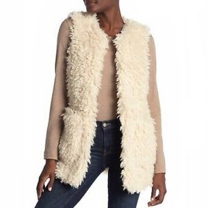 UGG Farrah Faux Fur Extra Long Holiday Dress Shearling Sherpa Vest with Pockets